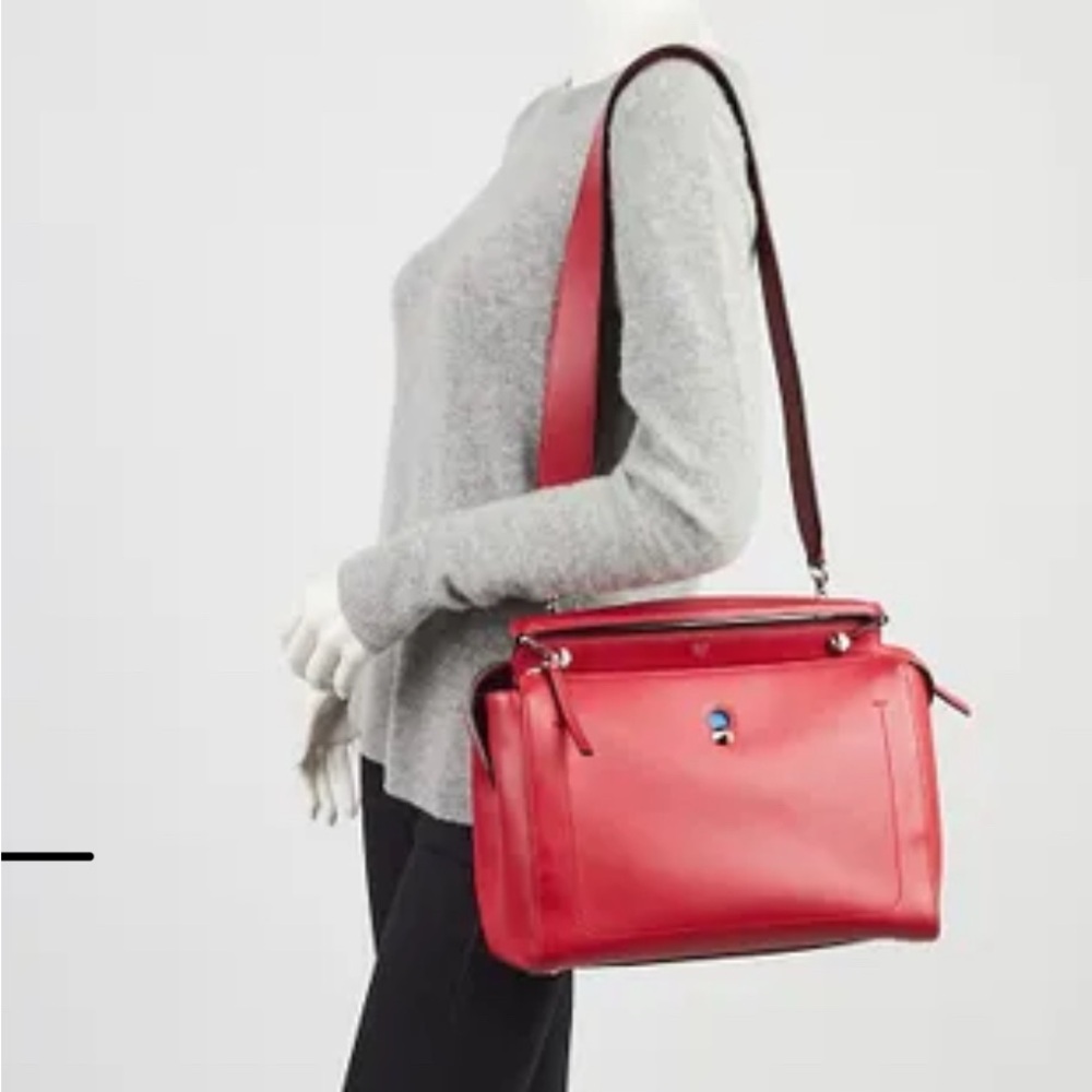 Fendi Dotcom Leather Satchel Crossbody Bag